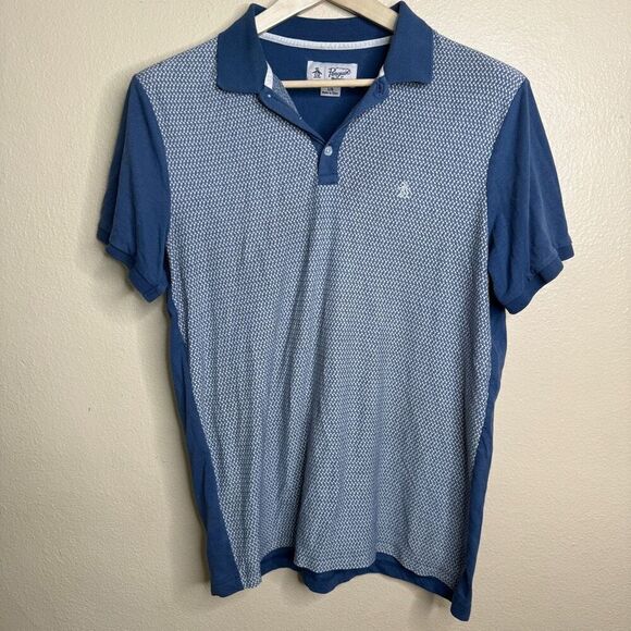 Penguin Shirt Mens Large Blue Polo Classic Fit Short Sleeve Embroidered Logo - Picture 1 of 9